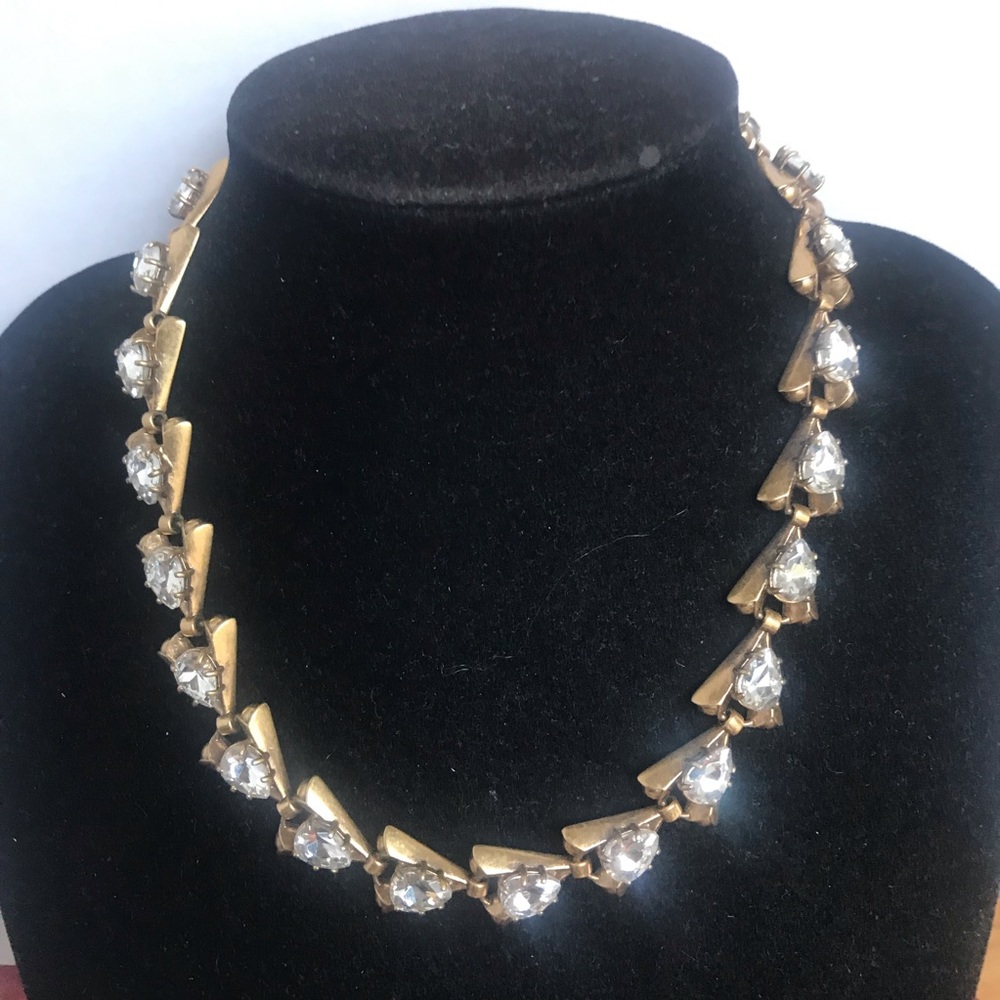 J Crew Rhinestone Leaf Choker Necklace 💎 - Picture 1 of 4